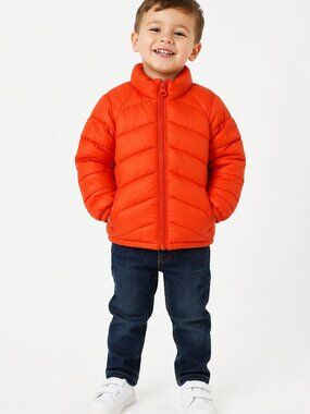 Wonder Nation Orange Puffer Jacket Toddler Size 2T Lightweight Winter Coat